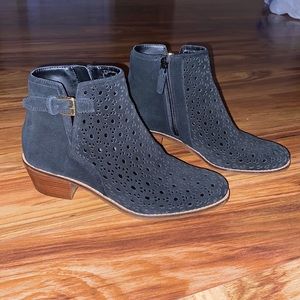 Cole Haan black willette perforated side zipper ankle booties size 6.5